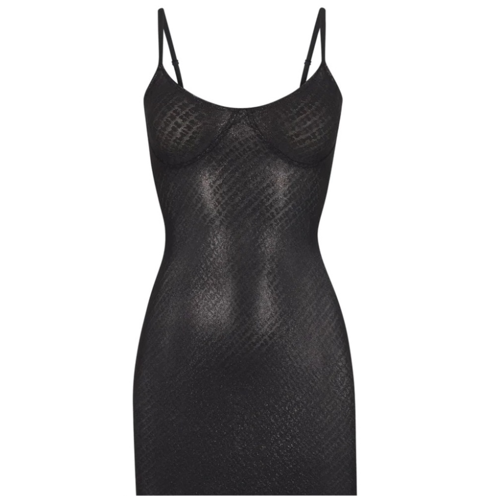 SKIMS LOGO MESH FOIL CAMI DRESS